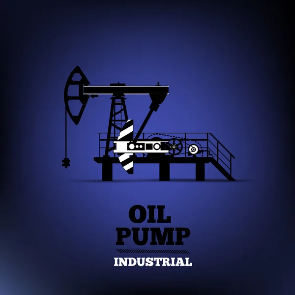Silhouette der Ölpumpe isoliert auf blauem Hintergrund, Vektorillustration — Stockvektor