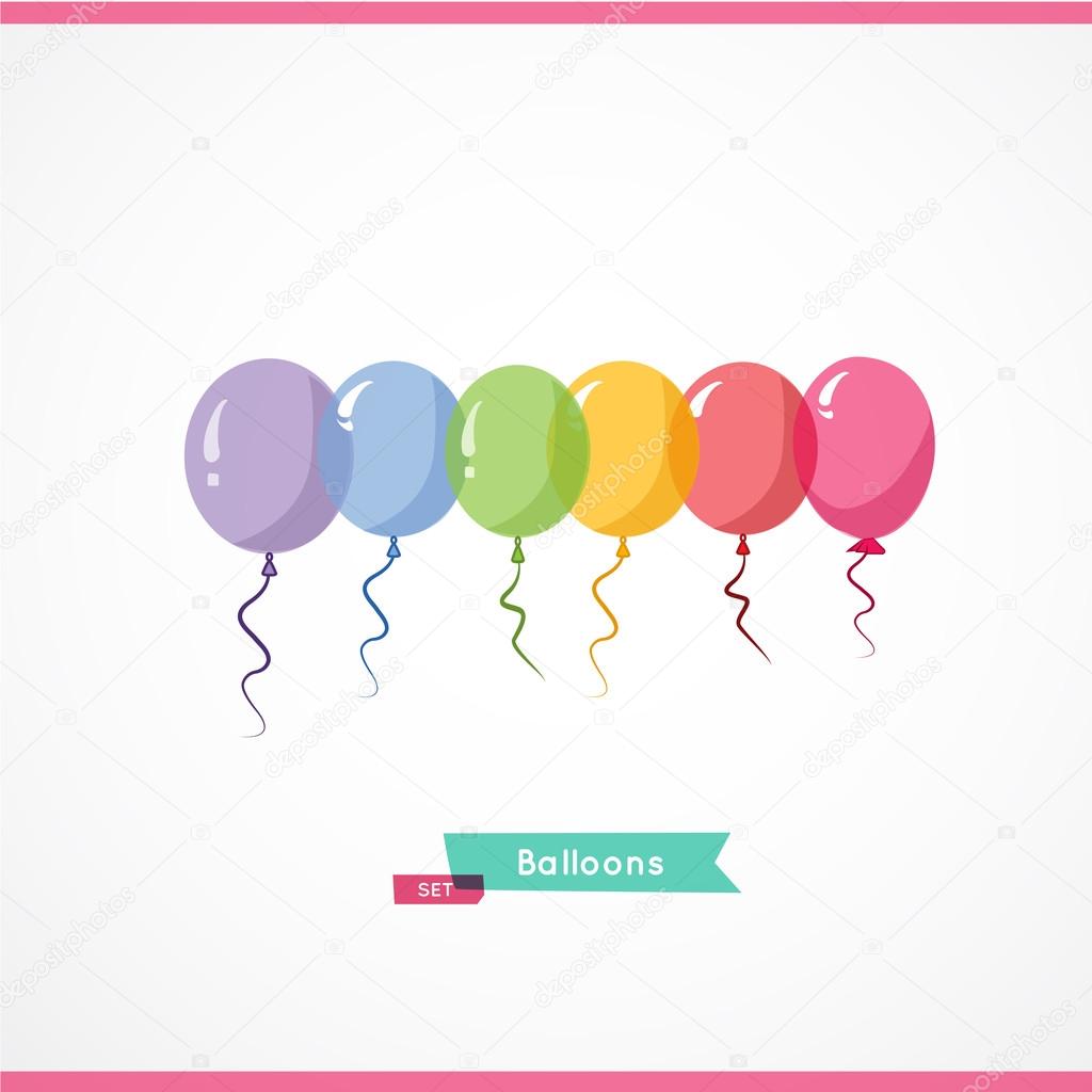 Collection of color balloons. Background with multicolored balloons. Vector 10 EPS. Transparent