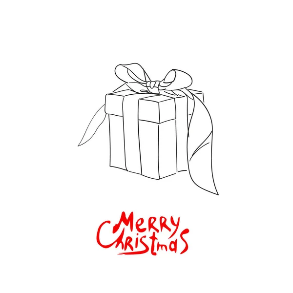 Christmas Gift Hand Drawn Vector Illustration — Stock Vector