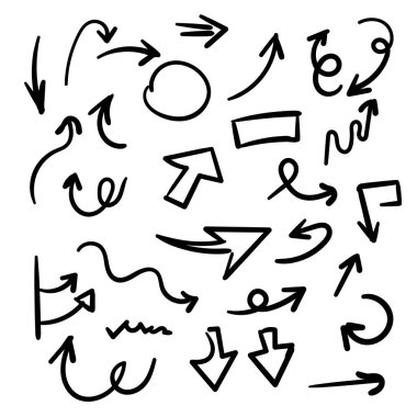 İş okları el çizimi vektör koleksiyonu, iş simgesi seti. Ok işareti.