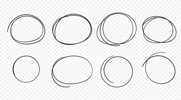 Hand Drawn Circle Line Sketch Set Vector Circular Scribble Doodle — Stock Vector