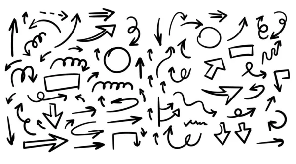 Coleção Vetores Desenhados Mão Setas Negócios Conjunto Ícone Negócios Sinal —  Vetores de Stock