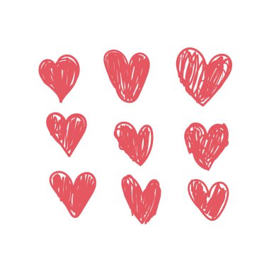 Karalama kalpler, el yapımı aşk kalp koleksiyonu.