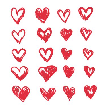 Karalama kalpler, el yapımı aşk kalp koleksiyonu.