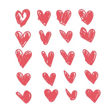 Karalama kalpler, el yapımı aşk kalp koleksiyonu.