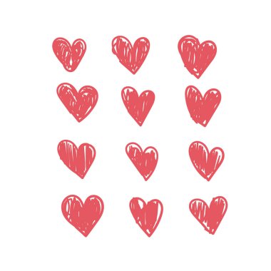 Karalama kalpler, el yapımı aşk kalp koleksiyonu.