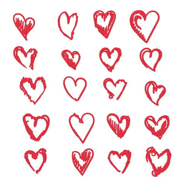 Doodle Corazones Mano Dibujado Amor Corazón Colección — Archivo Imágenes Vectoriales