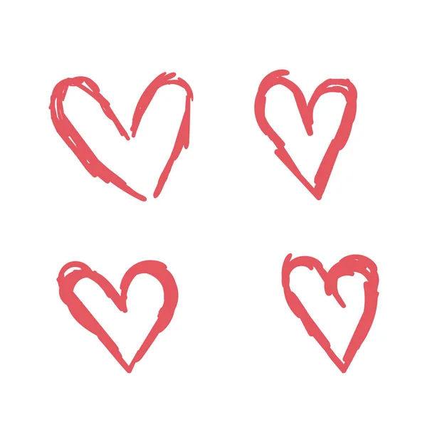 Coeurs Caniche Collection Coeur Amour Dessinée Main — Image vectorielle
