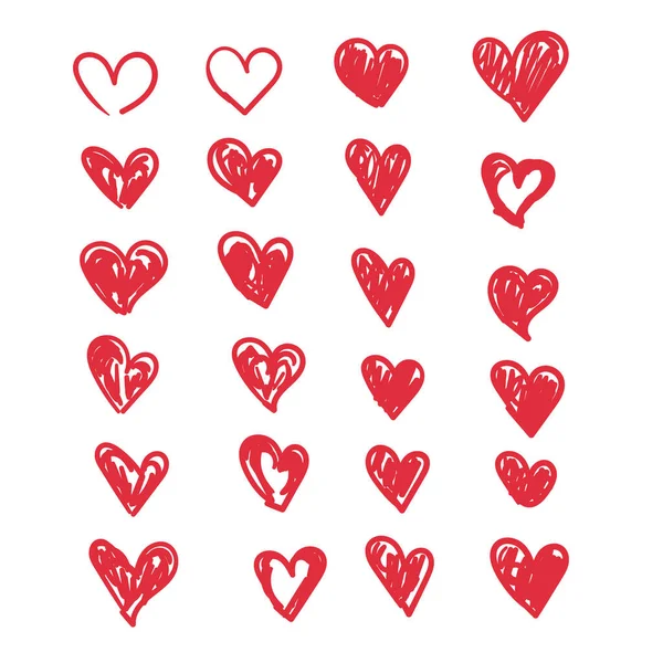 Doodle Corações Mão Desenhada Coleção Coração Amor — Vetor de Stock