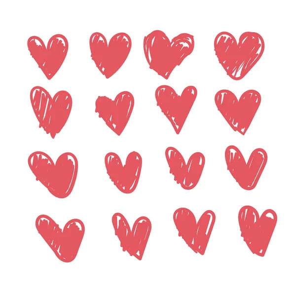 Coeurs Caniche Collection Coeur Amour Dessinée Main — Image vectorielle