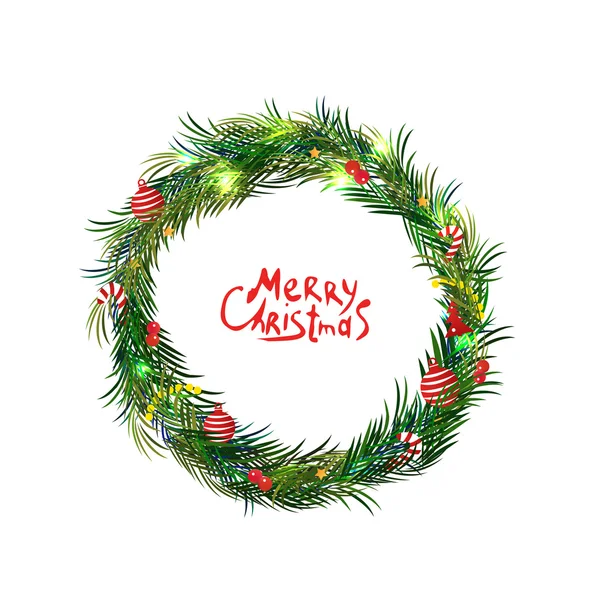 Corona de Navidad. Feliz navidad. Ilustración vectorial — Vector de stock