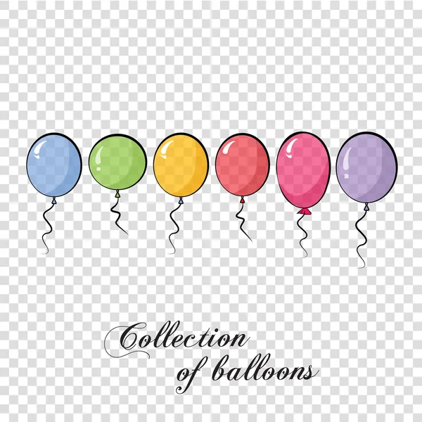 Collection of color balloons. Background with multicolored balloons. Vector 10 EPS. Transparent — Stock Vector