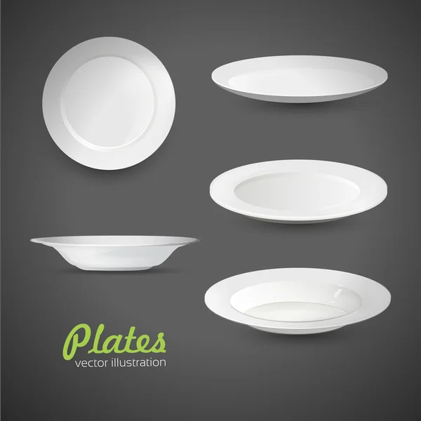 Set de plato blanco vacío sobre fondo gris — Archivo Imágenes Vectoriales