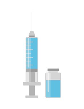 Aşı konsepti. Bir aşının vektör çizimi. Hastalıklardan korunmak için aşı enjeksiyonu fikri. Tıbbi tedavi ve sağlık hizmetleri. Bağışıklık metaforu. Vektör düz resimleme.