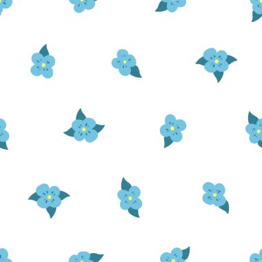 Beyaz arkaplanda soyut mavi çiçek deseni. Duvar kağıdı, arkaplan, ambalaj kağıdı, kumaş, ambalaj, tebrik kartları, davetiyeler için harika.