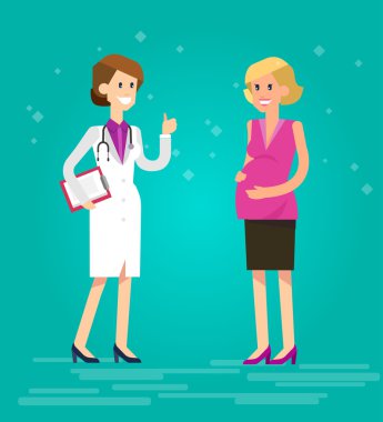 Mutlu hamile kadın bir doktor ziyaret