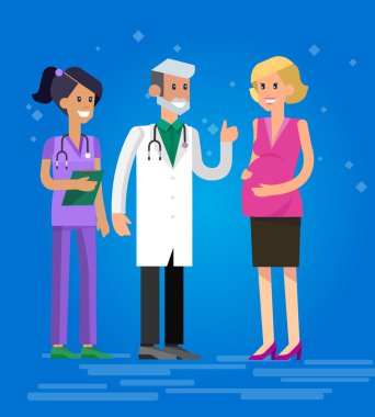 Mutlu hamile kadın bir doktor ziyaret