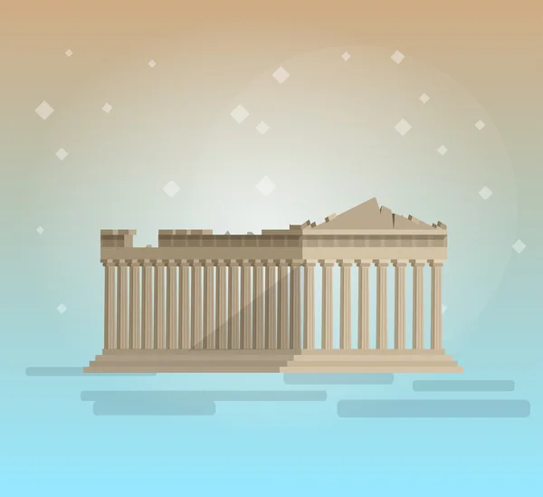 Flaches Design des griechischen Parthenon-Illustrationsvektors — Stockvektor