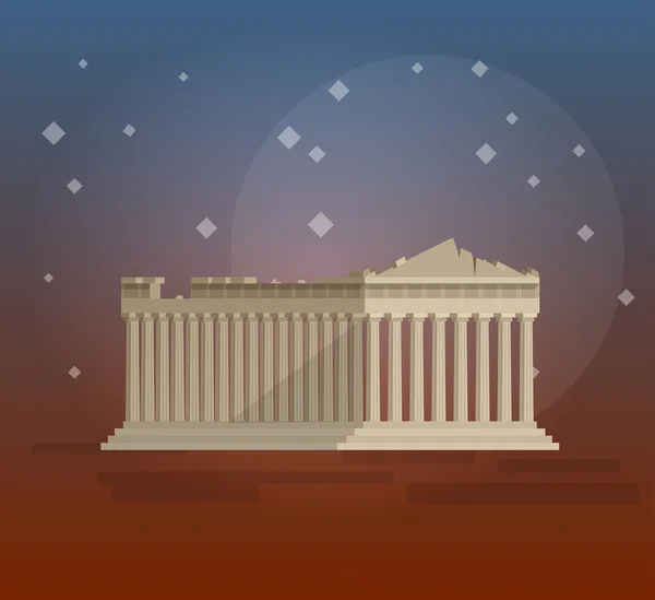 Flaches Design des griechischen Parthenon-Illustrationsvektors — Stockvektor