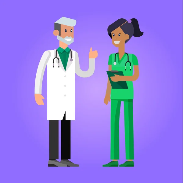 Médecin personnage homme et femme ensemble — Image vectorielle