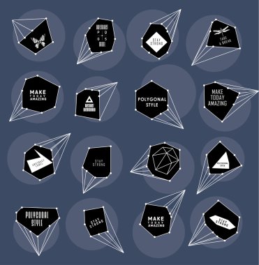 Soyut poligonal etiket tasarımı. Astronomi unsurları