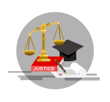 Hukuk yatay banner yargı sistemi elemanları izole vektör çizim ile ayarla