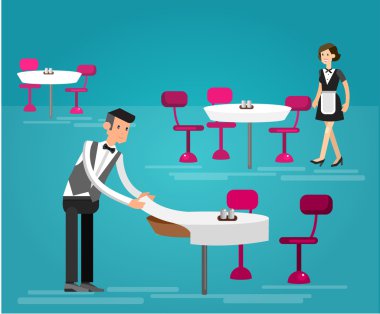 Detaylı karakter restorandaki vektör