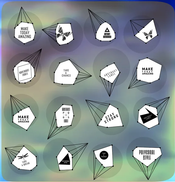 Diseño abstracto de la etiqueta poligonal. Elementos de la astronomía — Archivo Imágenes Vectoriales