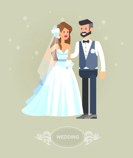 Happy wedding couple — Stock Vector