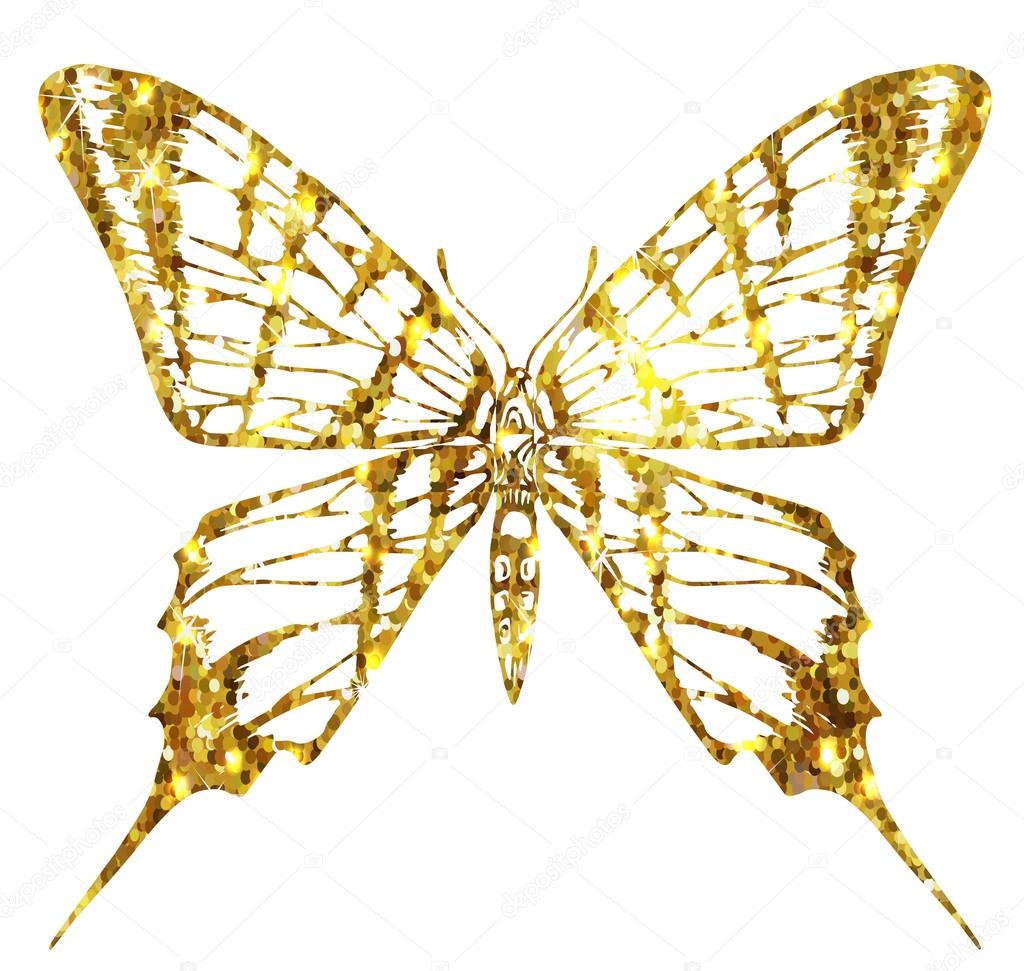 Butterfly  gold logotype. Abstract polygonal logo design concept for beauty salon, spa, cosmetics, plastic surgery. Vector logo template.