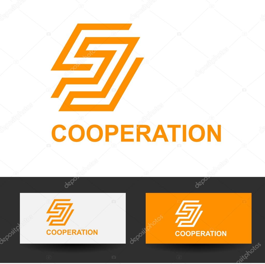 Business Icon - Vector logo cooperation concept design template. Abstract emblem for communications company, Internet communications, corporate management