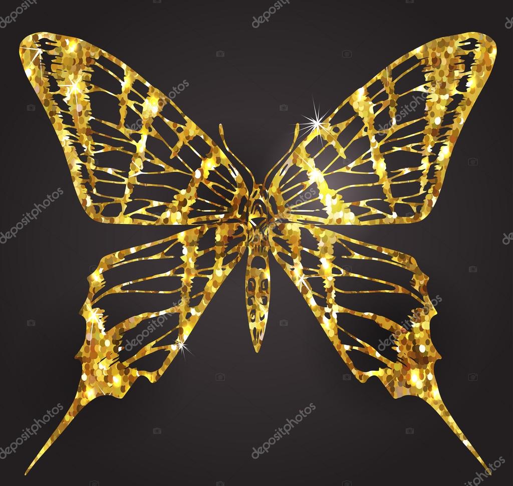 Butterfly  gold logotype. Abstract polygonal logo design concept for beauty salon, spa, cosmetics, plastic surgery. Vector logo template.