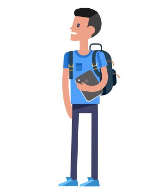 Detaylı karakter düz tasarım çocuk öğrencileri vektör