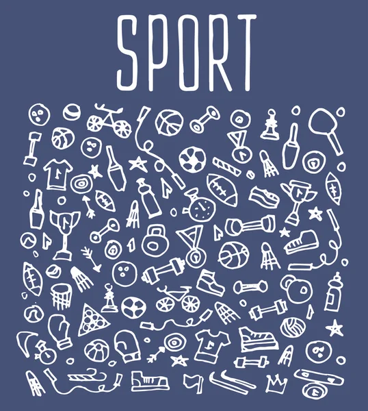 Handgezeichnete Sport- und Fitnesselemente, nahtloses Logo — Stockvektor