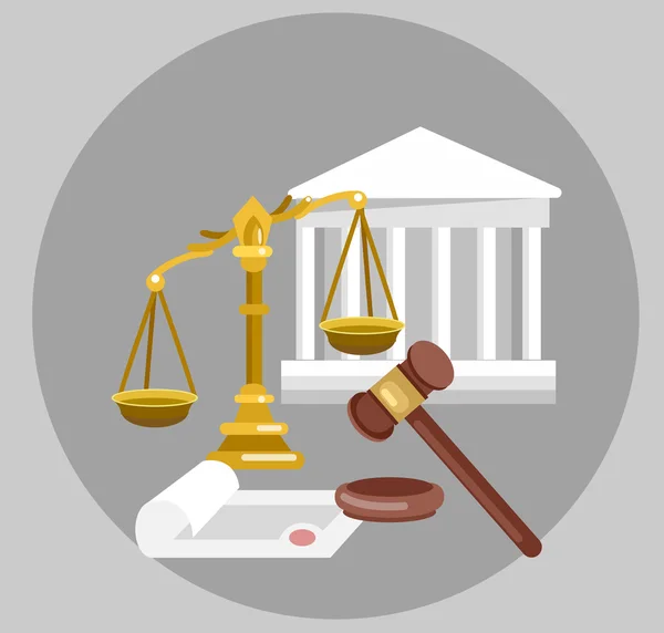 Lei banner horizontal conjunto com elementos do sistema judicial ilustração vetorial isolado — Vetor de Stock