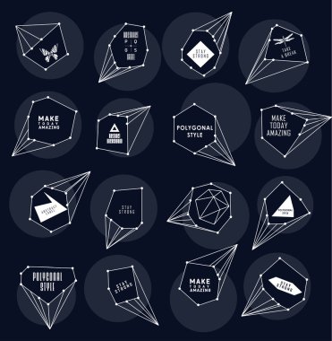 Soyut poligonal etiket tasarımı. Astronomi unsurları