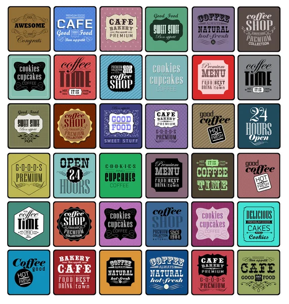 Etiquetas y elementos de café — Archivo Imágenes Vectoriales