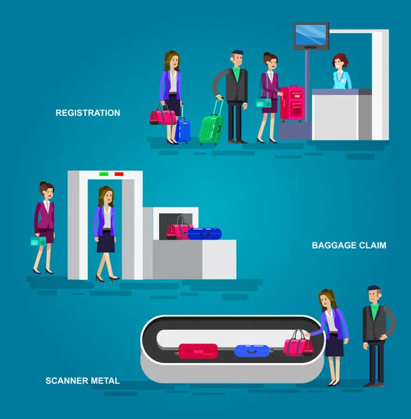 Personnes à l'aéroport — Image vectorielle