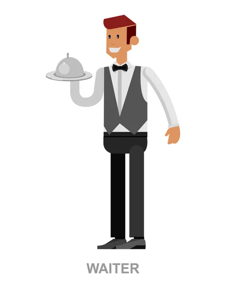 Young handsome waiter — Stock Vector