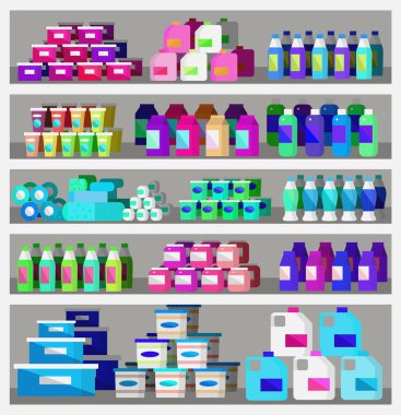 Salonu, süpermarket vektör düz çizimler