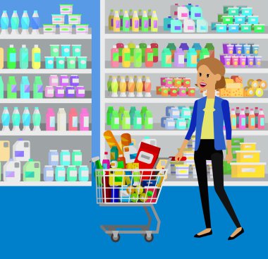 Salonu, süpermarket vektör düz çizimler