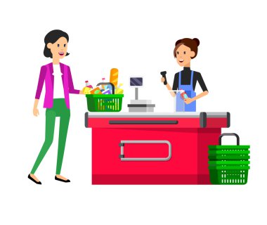 Salonu, süpermarket vektör düz çizimler