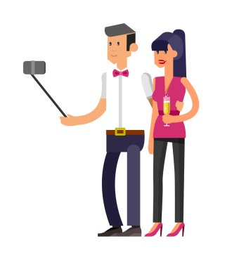 Selfie çekim aile ve çiftler vektör