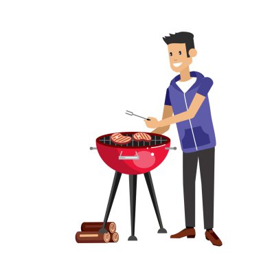 Aile pikniği. Barbekü partisi. Gıda ve Barbekü