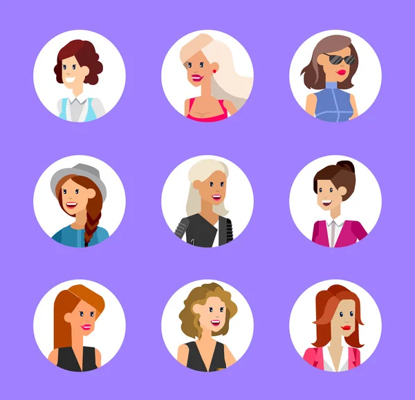 Cute cartoon menselijke avatars in reeks — Stockvector