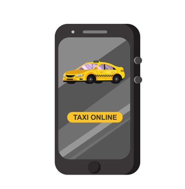 Vektör modern düz taksi online başvuru.