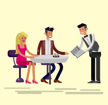 Detaylı karakter restorandaki vektör