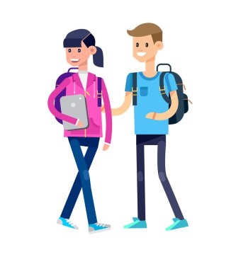 Detaylı karakter düz tasarım çocuk öğrencileri vektör