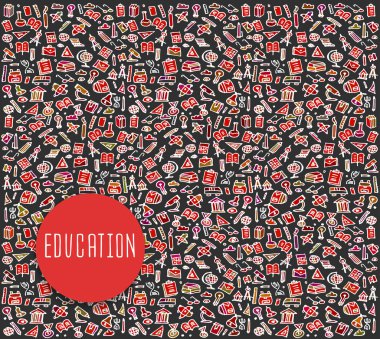 Okul eğitim sorunsuz logo el çekilmiş