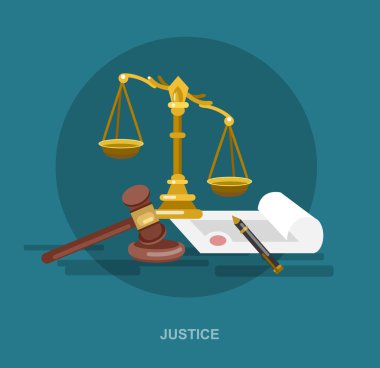 Hukuk yatay banner yargı sistemi elemanları izole vektör çizim ile ayarla